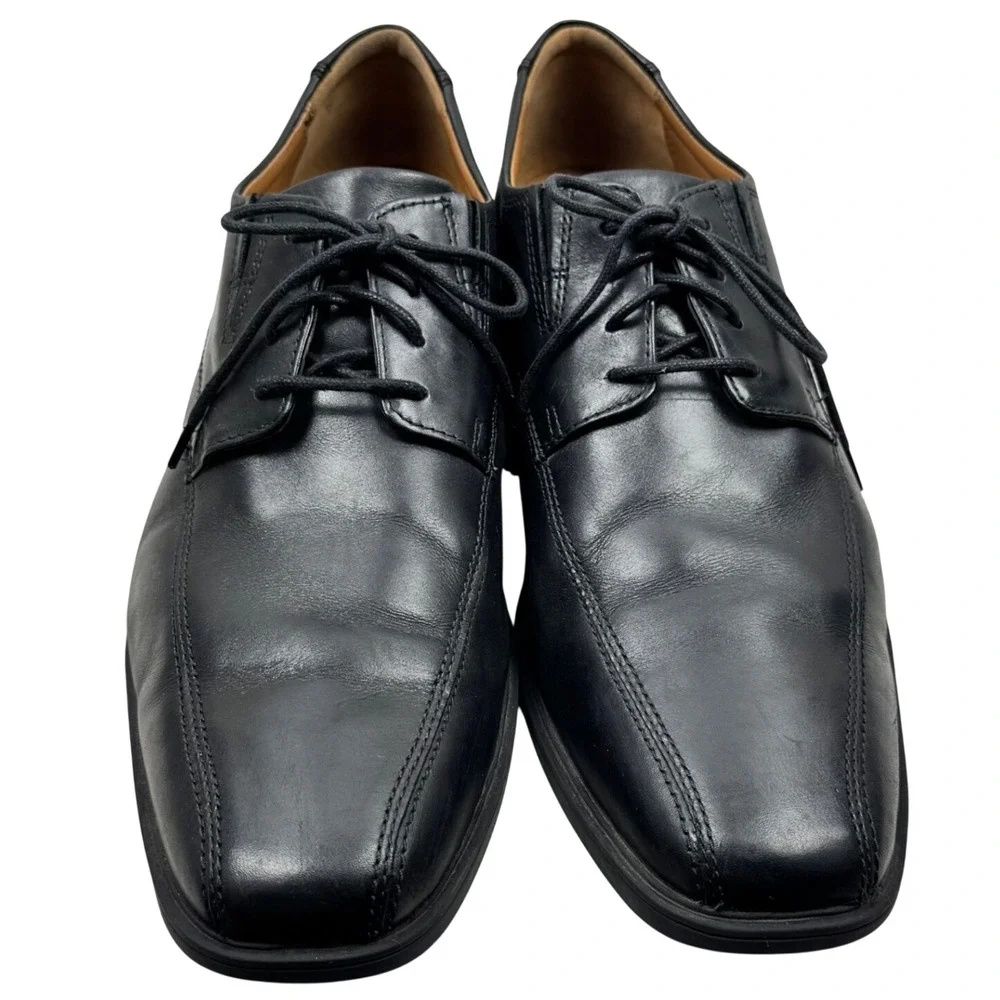 Clarks Tilden Cap Oxford Mens 13 Black Leather Bicycle‎ Toe Dress Shoes Career
